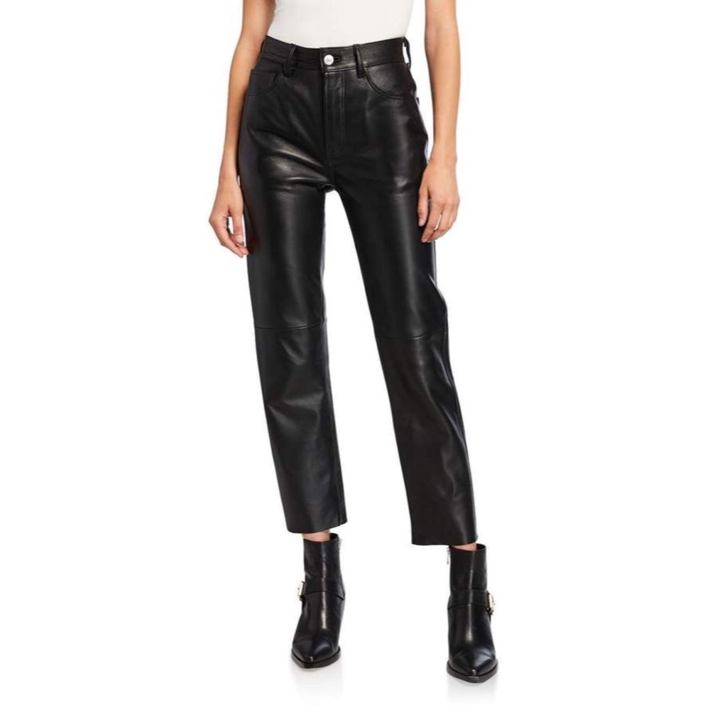 Jones New York leather high waisted pants black
